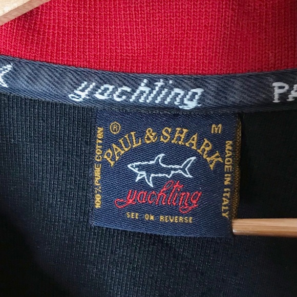 Paul & Shark Polo Shirt Long Sleeve Yachting Pique Cotton Red Men's Medium - Picture 5 of 13